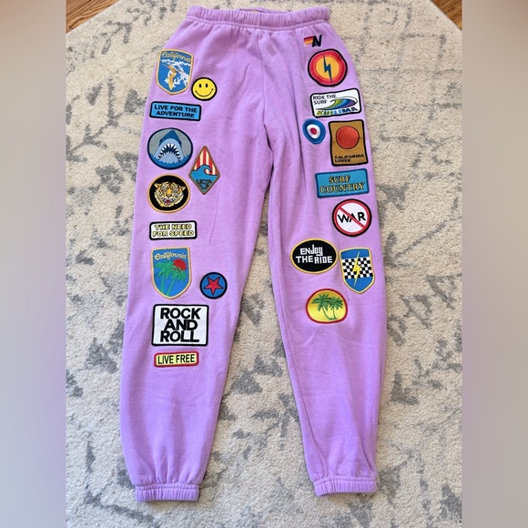 Aviator Nation VINTAGE PATCH ZIP HOODIE RELAXED & JOGGERS- NEON PURPLE - Picture 7 of 10